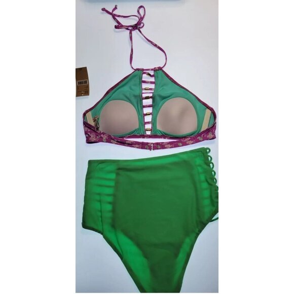 Cremiux Swim Bikini Women Halter Size Medium Bottom High Weist Multicolor - Picture 5 of 11